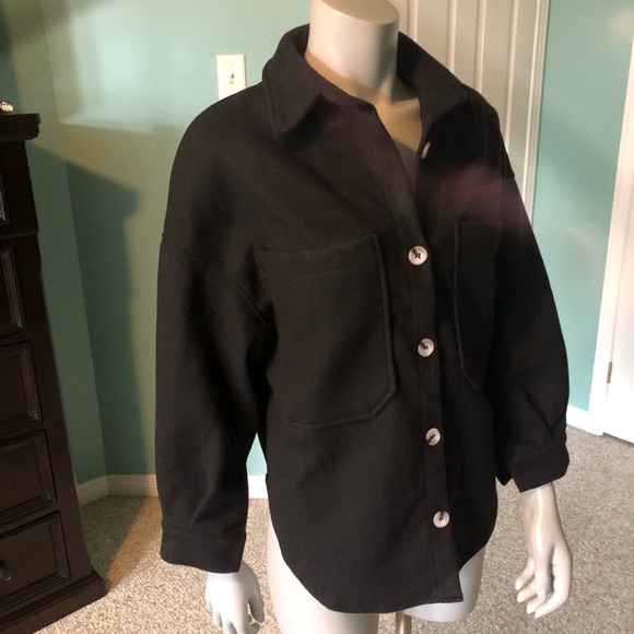 No Tags - black Cardigan or top with cream buttons and pockets - Picture 7 of 7